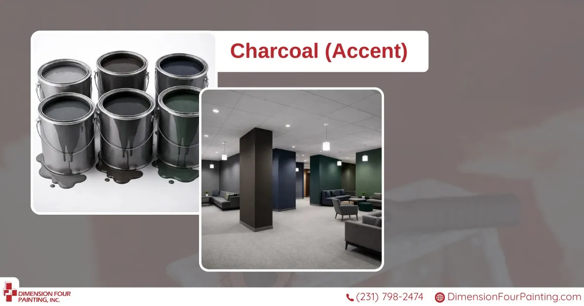 Buckets of paint and commercial building interior - Charcoal Accent