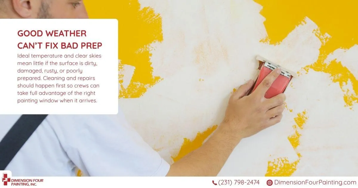 Checking surface temperature before exterior painting