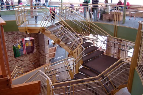 Painted staircase and railings inside the Grand Rapids Children's Museum