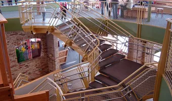 Painted staircase and railings inside the Grand Rapids Children's Museum