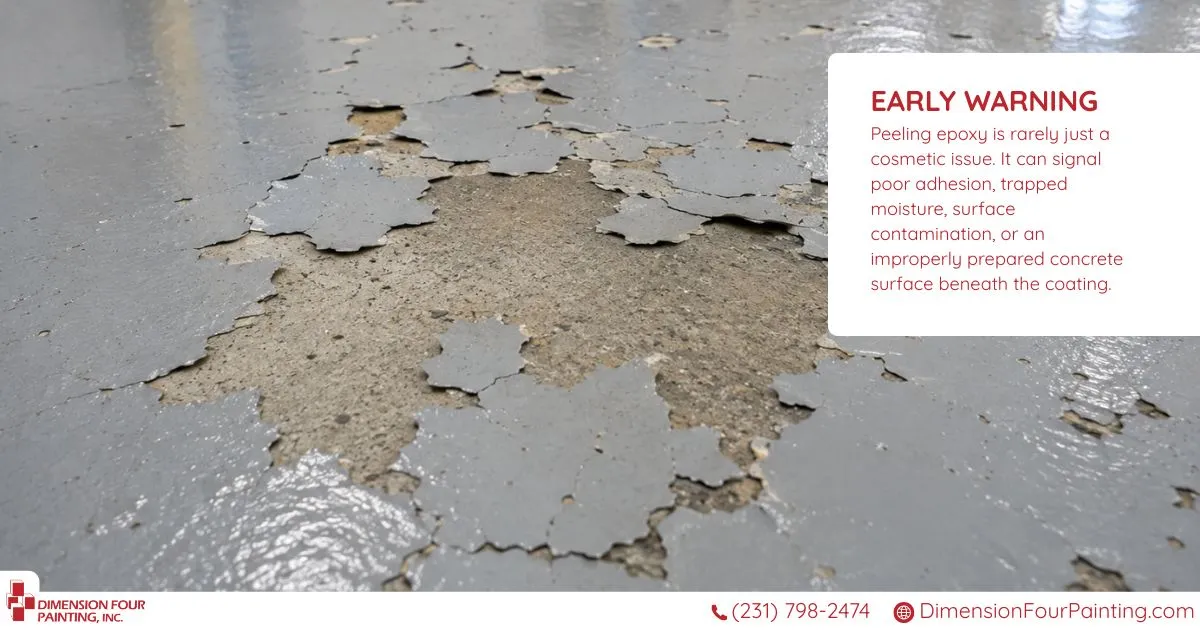 Peeled floor epoxy early warning
