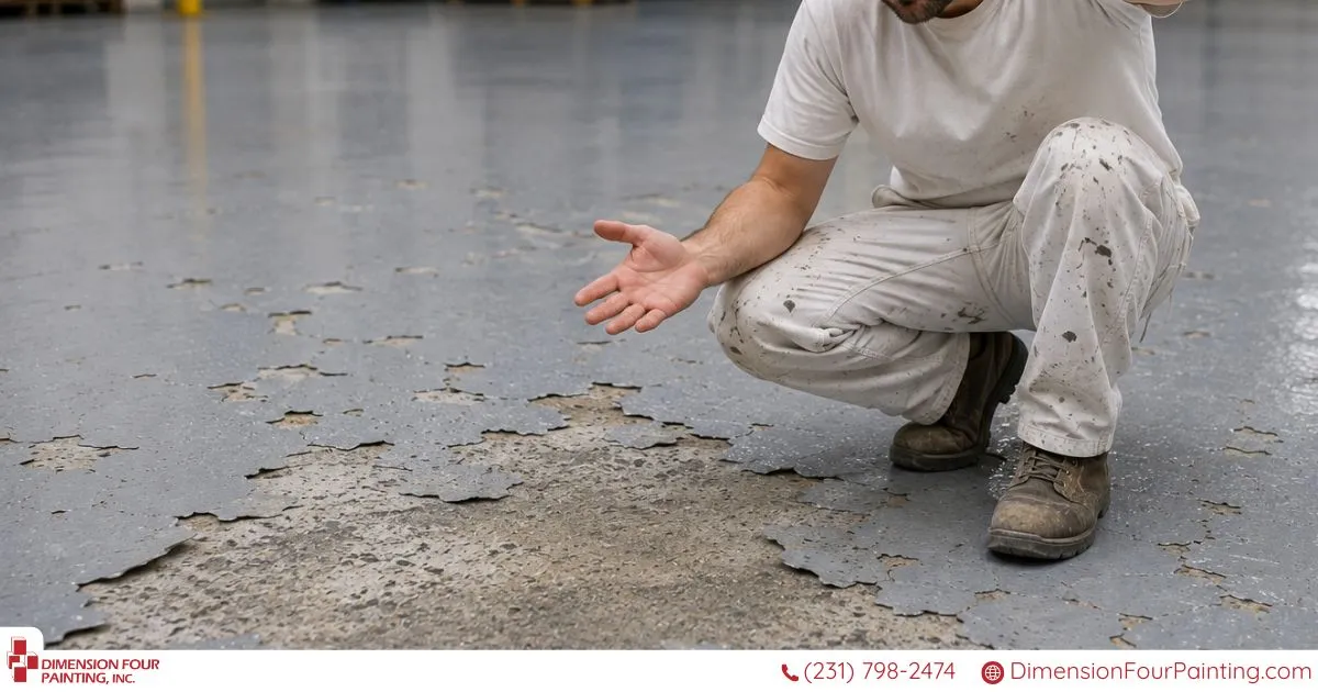 Man confused whether or not he can just paint over the peeled epoxy flooring