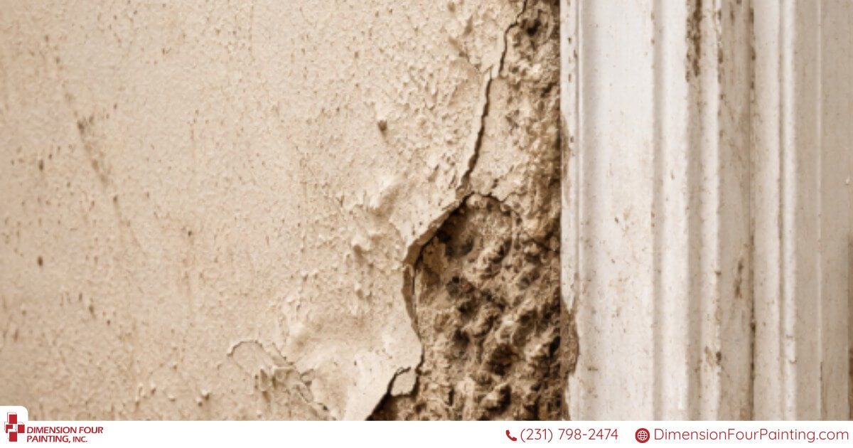 Corner damage, showing signs of needed repaint and repair