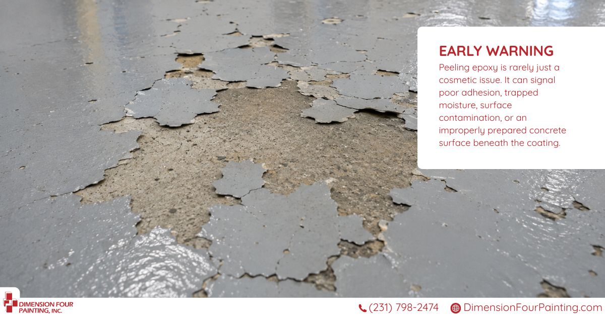 Peeled floor epoxy early warning